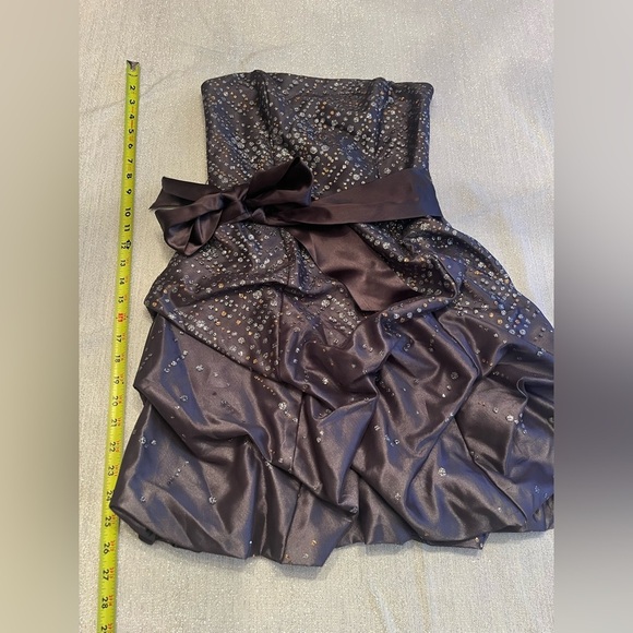 Vintage 80s Jessica McClintock Gunne Sax Prom Dress Strapless Metallic Gray sz3 - Picture 1 of 12
